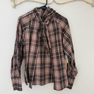 Halogen Plaid Button Down Shirt - Pink and Black